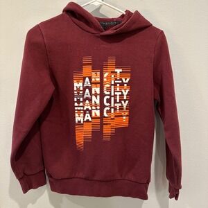 Manchester City Hoodie Boys Size L Maroon Graphic Soccer Football Club